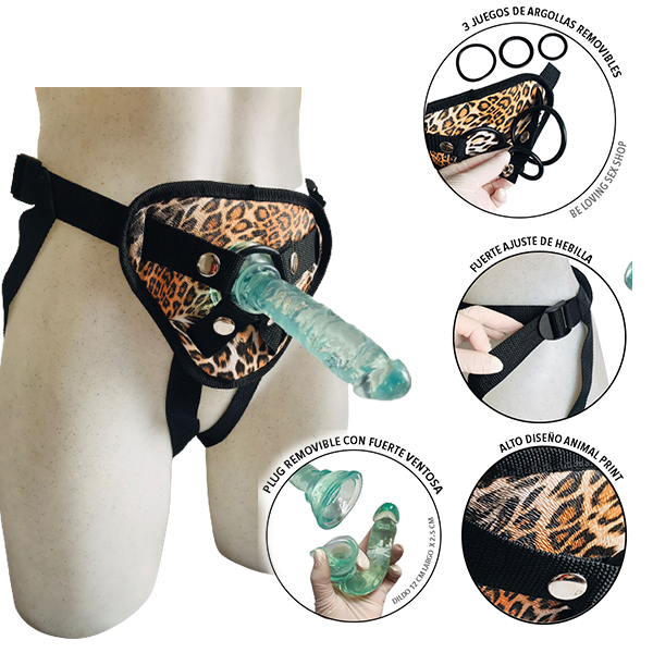 Arnes Leopardo con Pequeño Dildo