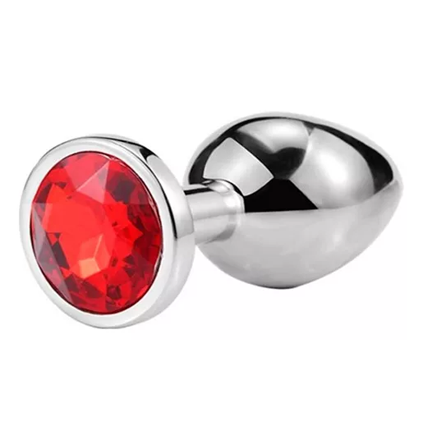 Plug Anal de acero inoxydable con esfera joya roja L
