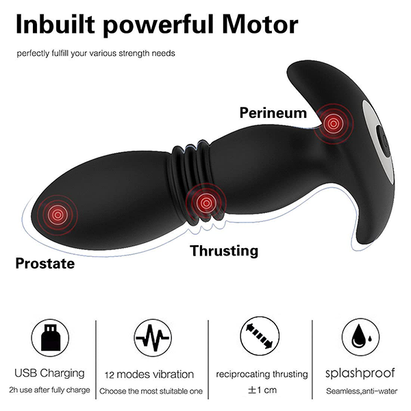 Plug Anal Con Vibracion y telescópico, plug prostatico