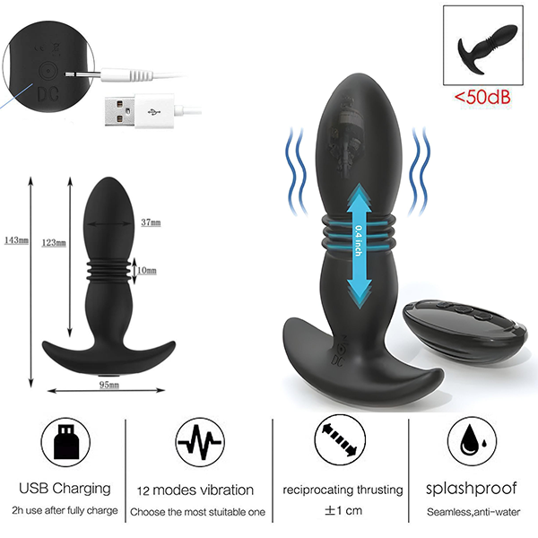 Plug Anal Con Vibracion y telescópico, plug prostatico