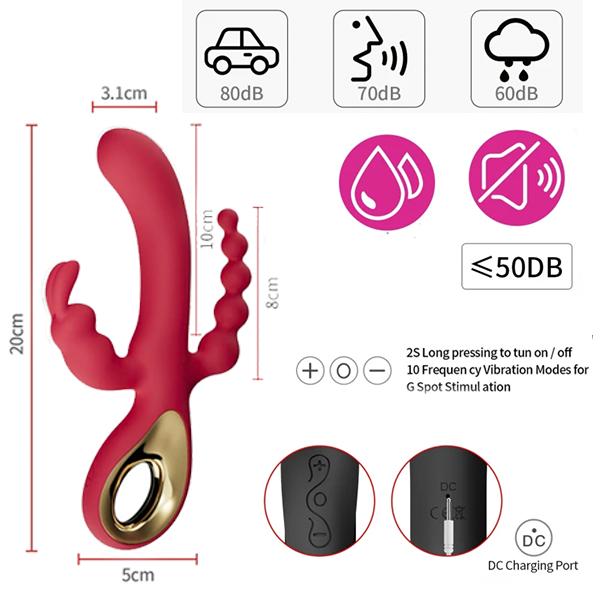 Vibrador multi-funcion 3 en 1, Anal, vaginal, clitoris