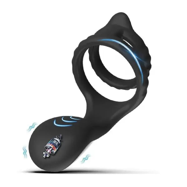 Anillo Vibrador Doble Para Pene Retardante De Silicona