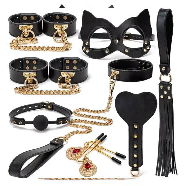 Kit Bdsm Bondage De 7 Piezas Premium Negro
