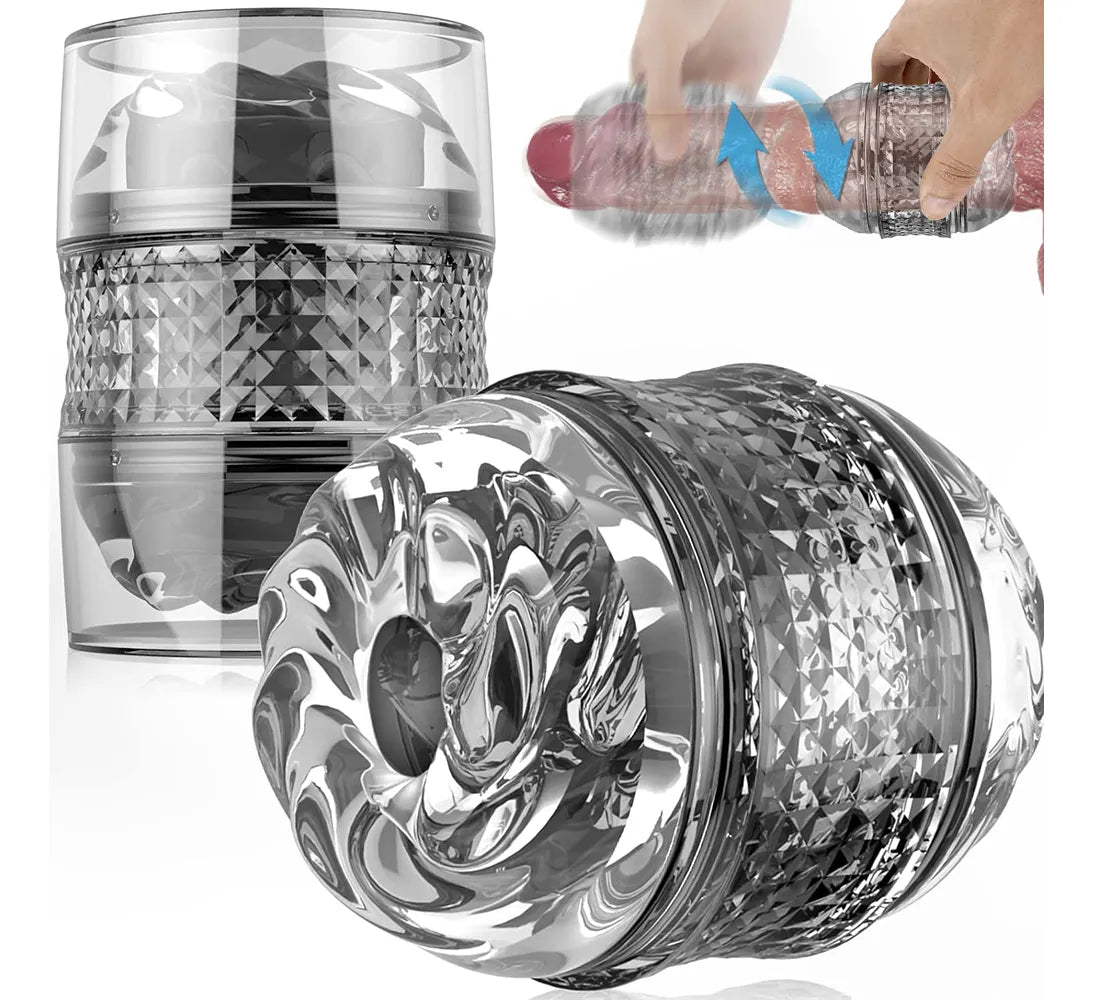 Masturbador Masculino Giratorio Transparente Textura Espiral