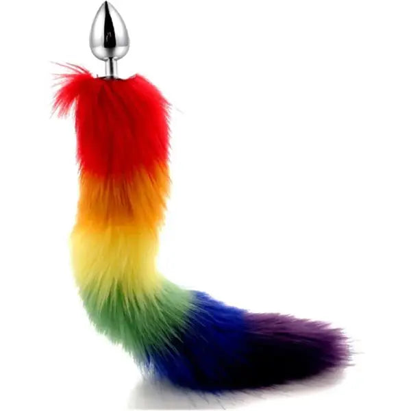 Plug Anal Cola De Zorro Arcoíris Peluda Lgbt