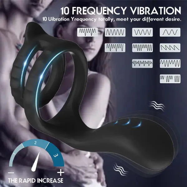 Anillo Vibrador Doble Para Pene Retardante De Silicona