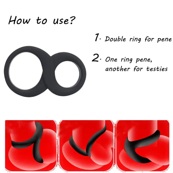 Anillo Doble De Silicona Pene Y Testículos