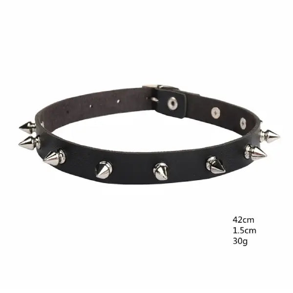 Collar Bdsm Choker Picos Cuero Cosplay