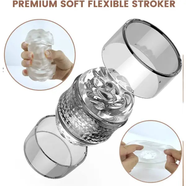 Masturbador Masculino Giratorio Transparente Textura Espiral