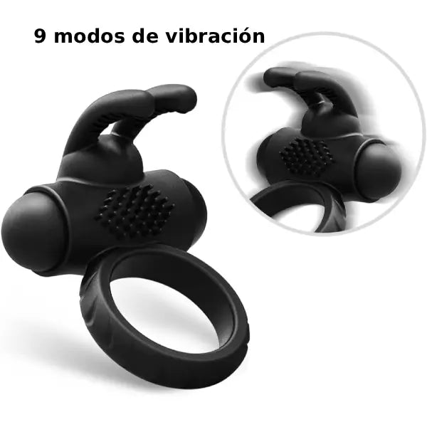 Anillo Vibrador Doble Con Estimulador De Clítoris Silicona