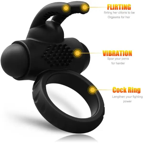 Anillo Vibrador Doble Con Estimulador De Clítoris Silicona