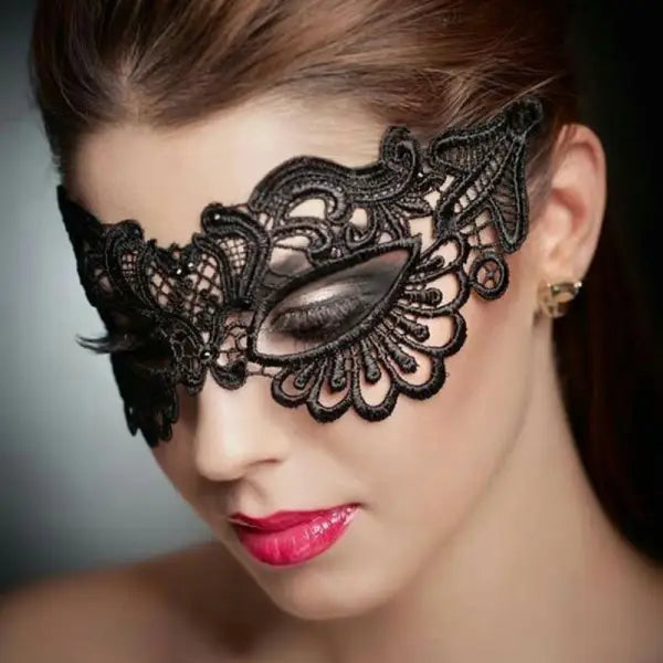 Antifaz De Encaje Negro Sexy Máscara Veneciana