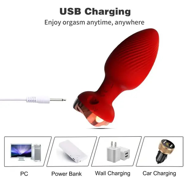 Plug Anal Vibrador Silicona Control Remoto Joya