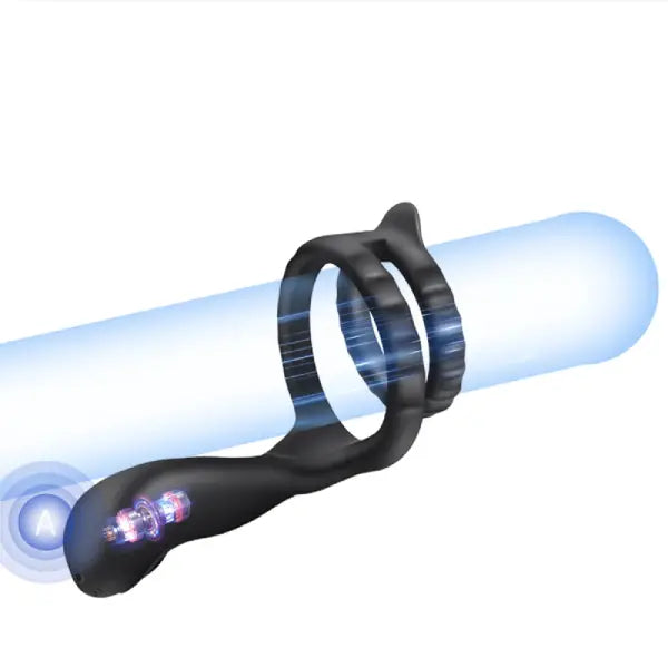 Anillo Vibrador Doble Para Pene Retardante De Silicona