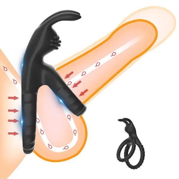 Anillo Para Pene Doble Retardante Con Estimulador De Clítoris