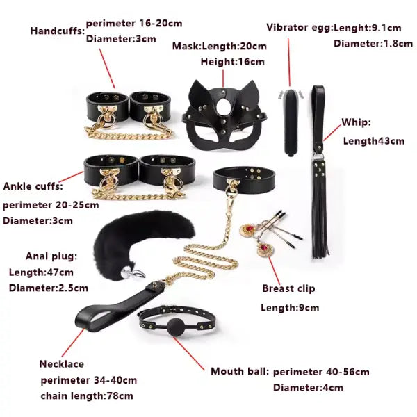 Kit Bdsm Bondage De 7 Piezas Premium Negro