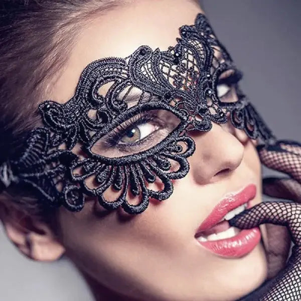 Antifaz De Encaje Negro Sexy Máscara Veneciana