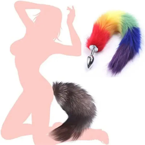 Plug Anal Cola De Zorro Arcoíris Peluda Lgbt