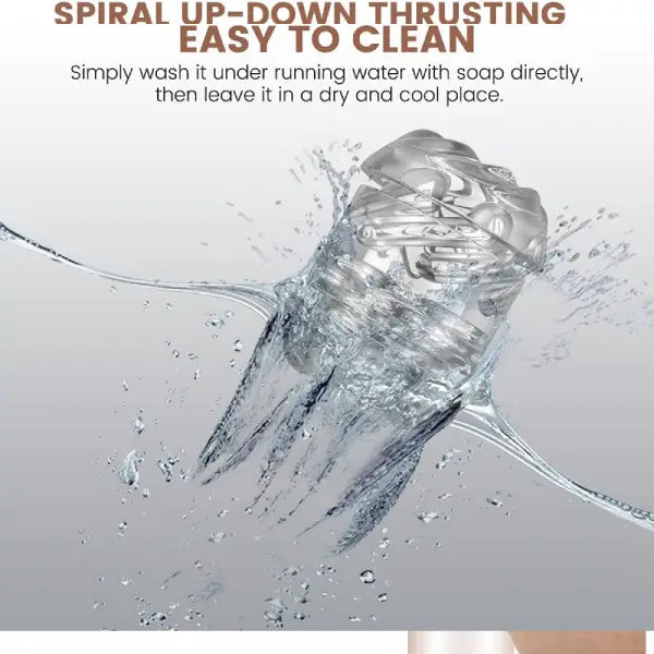 Masturbador Masculino Giratorio Transparente Textura Espiral