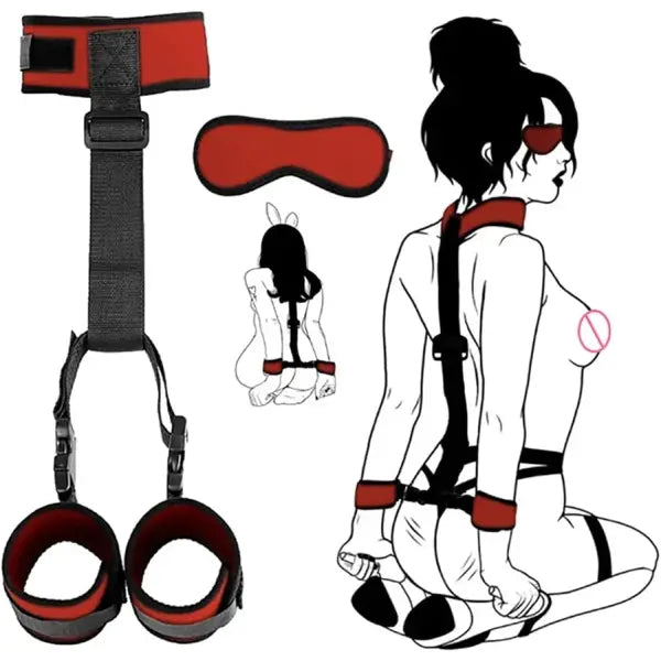 Kit De Bondage Arnés Sujeción Para Puerta Esposas Y Antifaz