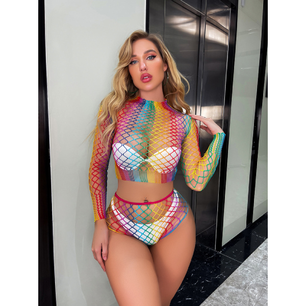 Vestido De Playa Tejido Crochet Arcoíris Lgbt