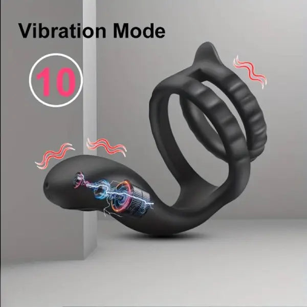 Anillo Vibrador Doble Para Pene Retardante De Silicona
