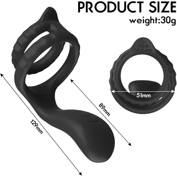 Anillo Vibrador Doble Para Pene Retardante De Silicona