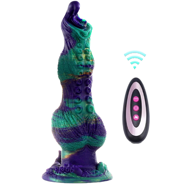 Vibrador de silicon Liquido 3 - 1 Telescópico y Calor Alien 9.8 Inch