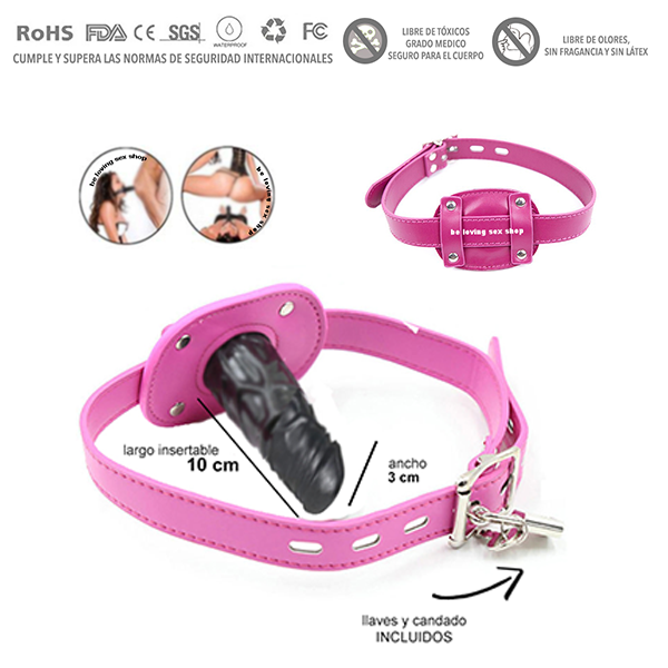 Mordaza Con Plug Bdsm Dildo Pequeño Rosa