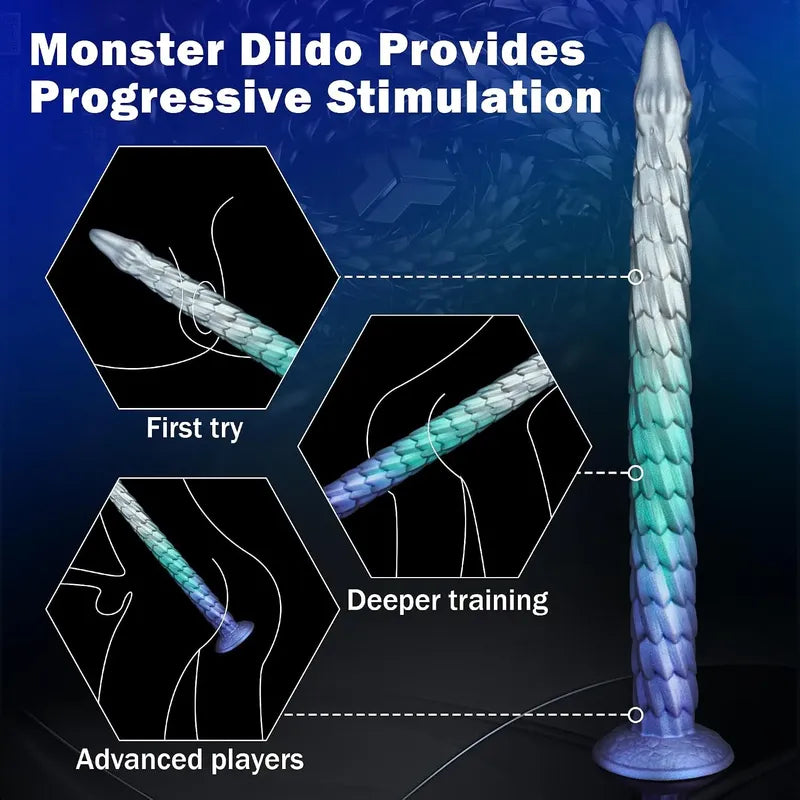 Consolador Dildo Cola De Dragón Texturizado Con Ventosa Azul