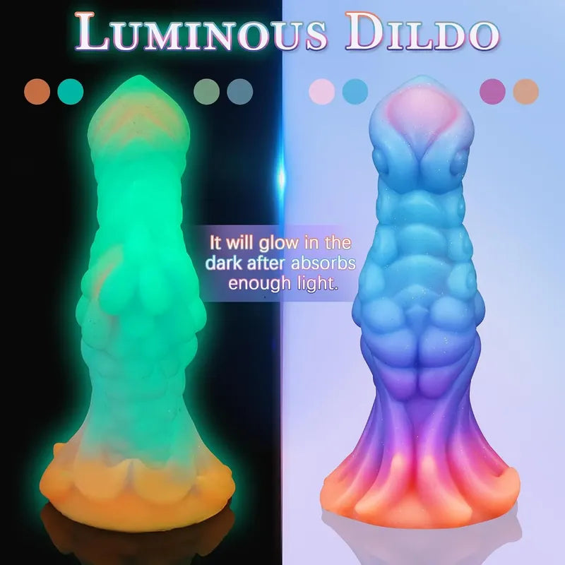 Dildo Fosfo Silicona Líquido Suave Ventosa Monstruo Alien