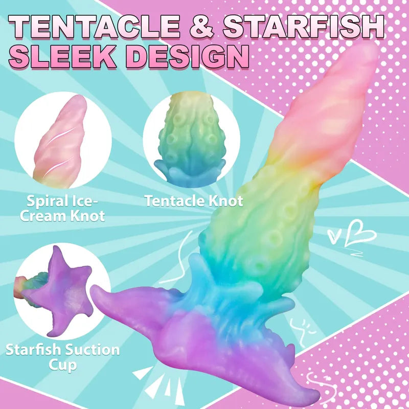 Dildo Pulpo Silicona Líquido Suave Ventosa Monstruo Alien