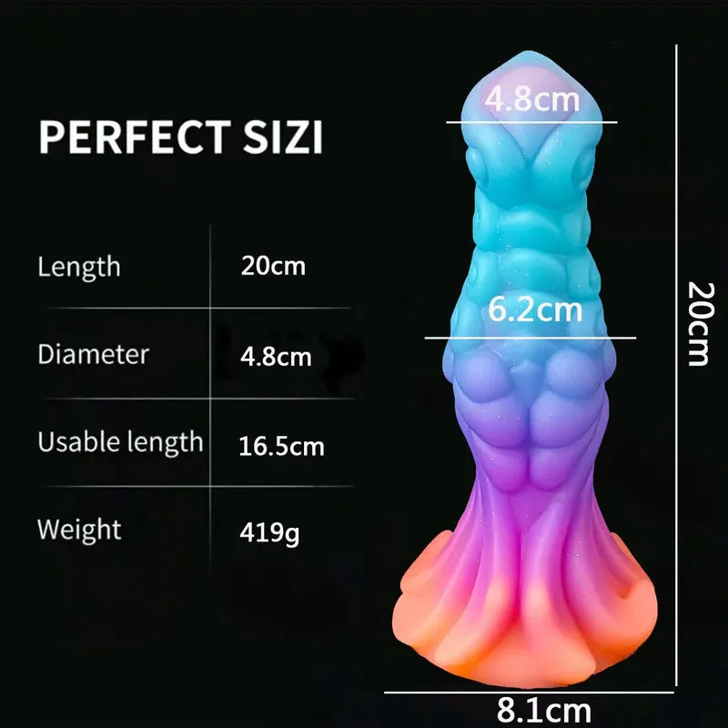 Dildo Fosfo Silicona Líquido Suave Ventosa Monstruo Alien