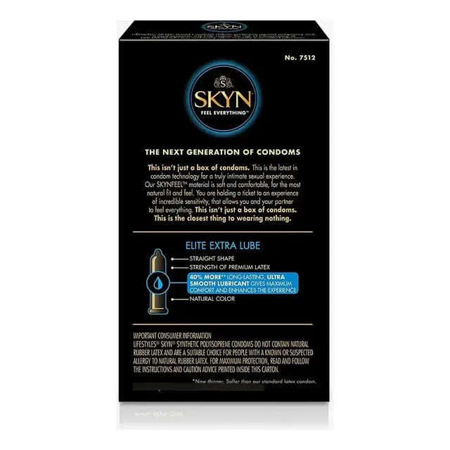 12 Condones Sin Látex Lifestyles Skyn Elite EXTRA LUBE