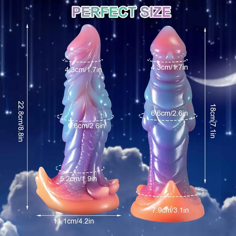 Dildo Fosfo Silicona Líquido Suave Ventosa Monstruo Alien
