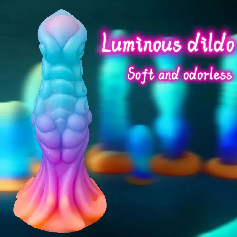 Dildo Fosfo Silicona Líquido Suave Ventosa Monstruo Alien