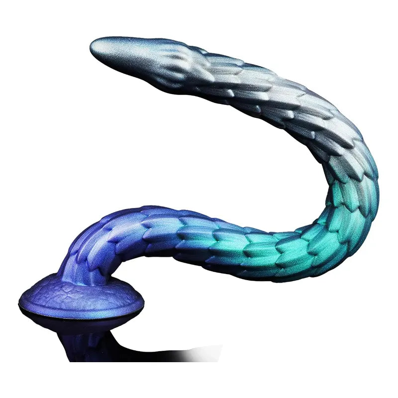 Consolador Dildo Cola De Dragón Texturizado Con Ventosa Azul