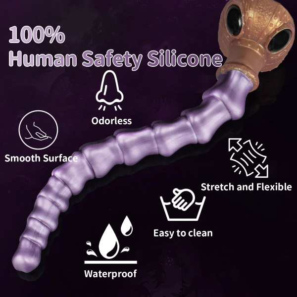Dildo Alien Silicona Líquido Ventosa Gradual Largo L