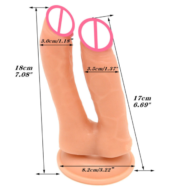 Dildo Doble Pene Realista Silicon Liquido Largo Grueso B