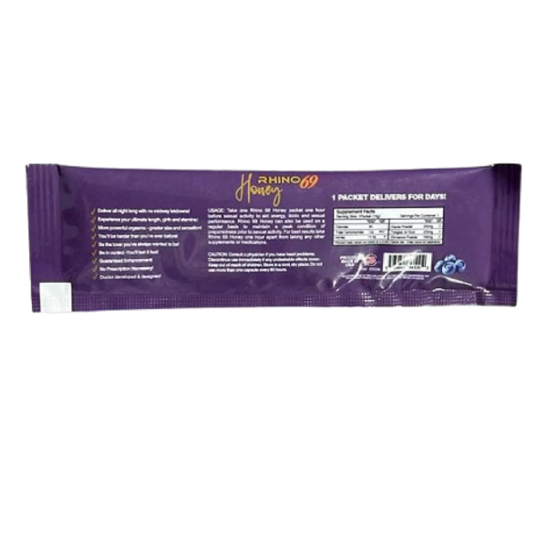1 Sobre de Vigorizante Sexual Masculino RHINO 69 Honey Blueberry