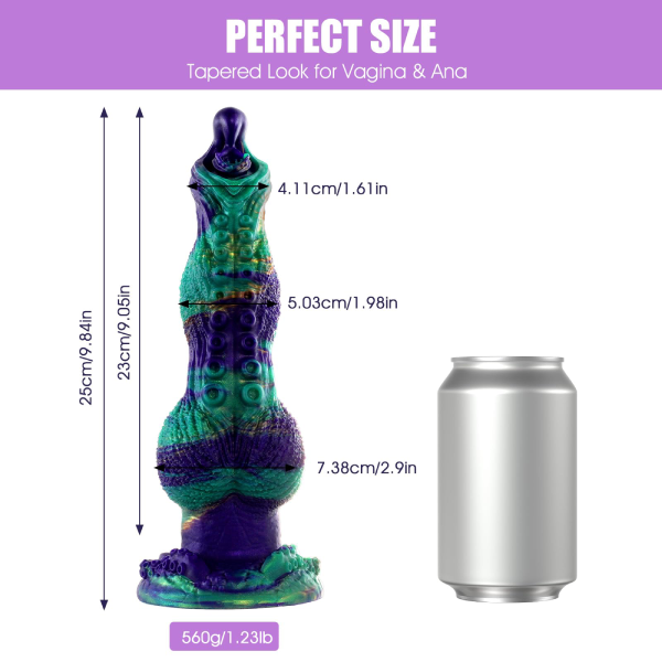 Vibrador de silicon Liquido 3 - 1 Telescópico y Calor Alien 9.8 Inch