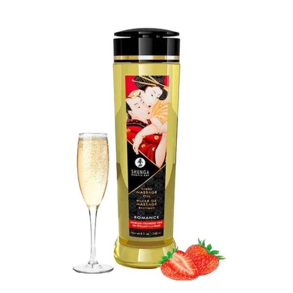 Aceite para Masajes Vino Espumoso De Fresa 8oz Shunga Erotic Art