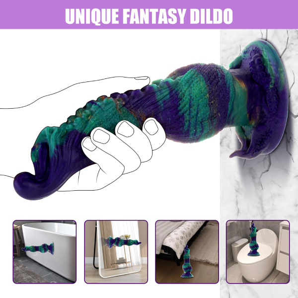 Vibrador de silicon Liquido 3 - 1 Telescópico y Calor Alien 9.8 Inch