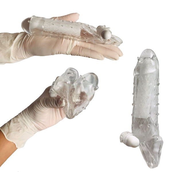 Funda Pene Crystal delgada, tipo condon, con vibracion
