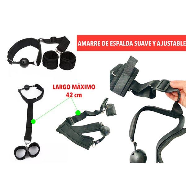 Kit Amarre Bondage Esposas + Mordaza