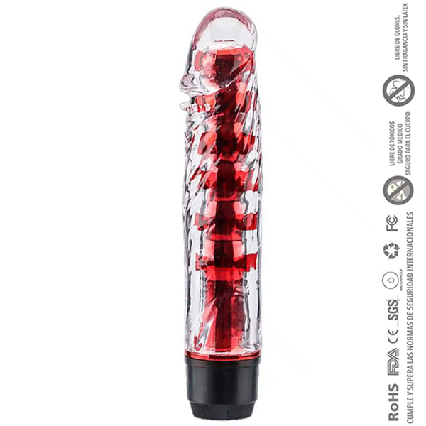 Vibrador Liso Jelly Gel, transparente de 17 cm