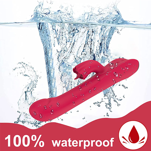 Vibrador de Silicon 3 en 1 Telescopico Rojo