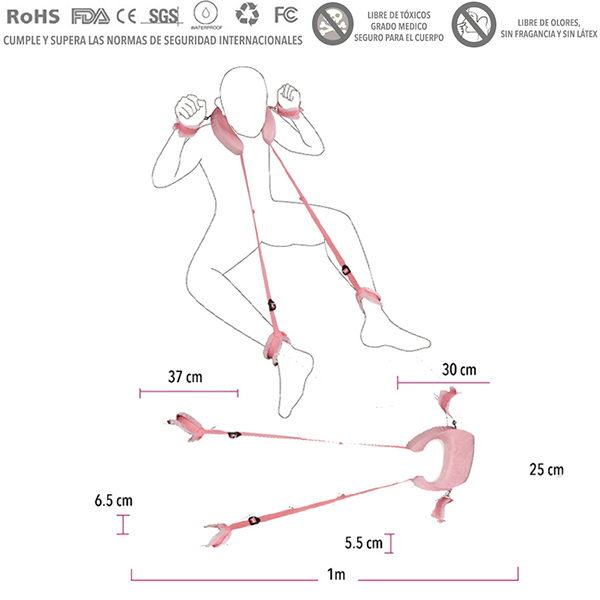 Set Bondage con un Cojín y Esposas de Amarre Pies o Manos
