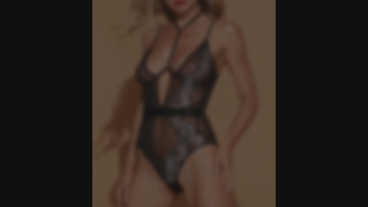 Body de malla de peluche Lencería sexy babydoll S/M